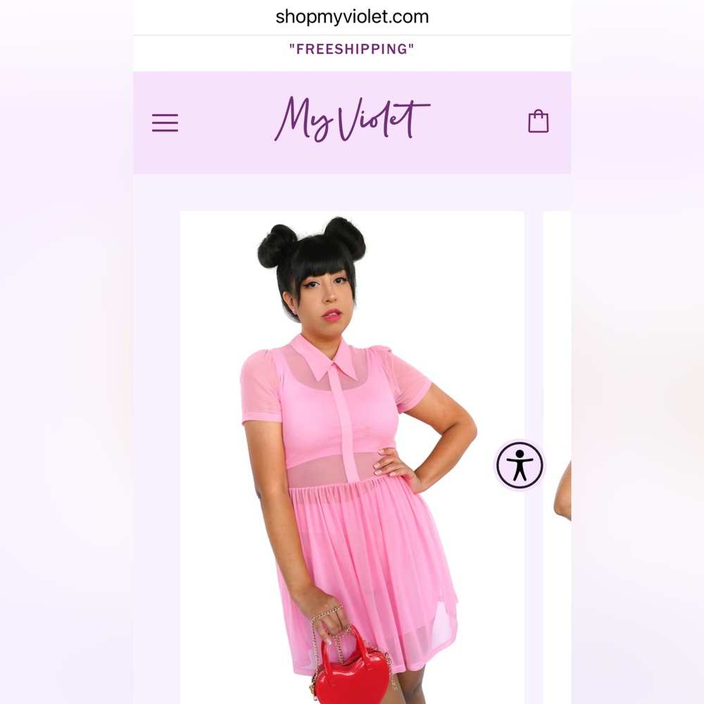 MyViolet Soft Pink Mesh Baby Doll Dress Lolita Comfortable Girly